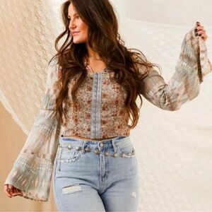 Gimmicks by BKE Multicolor Boho Blouse sizeS